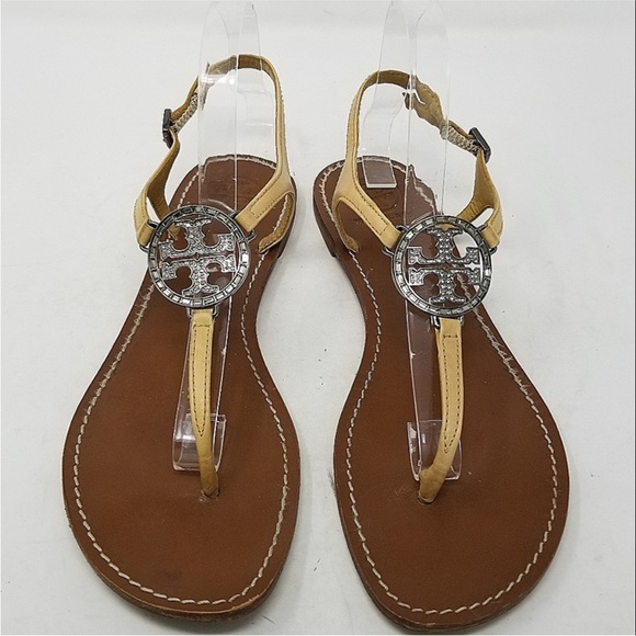 Tory Burch Silver Rhinestone Logo Thong Miller Sandals size 9.5 - Picture 3 of 7